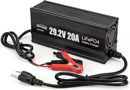 24V 20A LiFePO4 Battery Charger, 29.2V Lithium Battery Charger, Fast Charging, Over-Current and Over-Voltage Protection for 24V Lithium Iron Phosphate Batteries