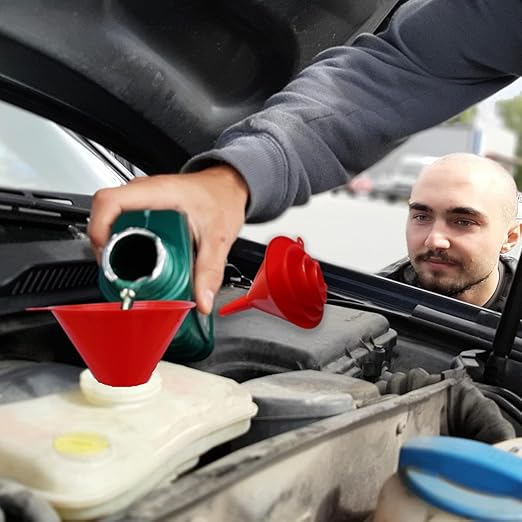 Plastic Oil Funnels for Automotive Use Set of 5, Large Flexible Fuel Funnel with Long Hose for Gas Transfer, Gasoline Funnels for Cars Boat Canning and Bottle