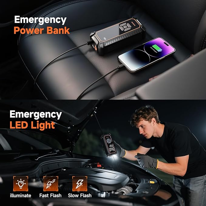 OlarHike Tire Inflator Portable Air Compressor, Dual Power - 6000mAh & 12V DC, Cordless Air Pump for Car Tires, Bikes, Motorcycle, Balls with LED & Digital Pressure Gauge, Auto Shut-off