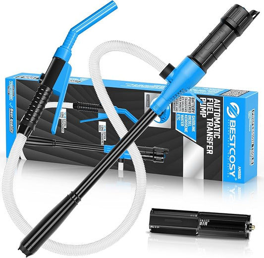 Portable Transfer Pump Battery Operated Electric Siphon Pump for Gas, Fuel, Diesel, Water Transfer 2.4 GPM Flow Oil Extractor, 47 Inches Hose-Easy to Use Hand Fuel Pump, Multi-Use Transfer Pump(Blue)