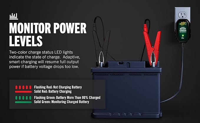 Battery Tender Junior 12V, 750mA Charger and Maintainer: Automatic 12V Powersports for Motorcycle, ATVs, and More - Smarter Than a Trickle Charger - 021-0123