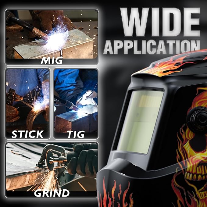 YESWELDER Auto Darkening Welding Helmet, Blue Light Blocking, 1/1/1/1 True Color Solar Powered Welding Hood with 2 Arc Sensors, Wide Shade 3.5/9-13 Welder Mask for TIG MIG ARC and Grind
