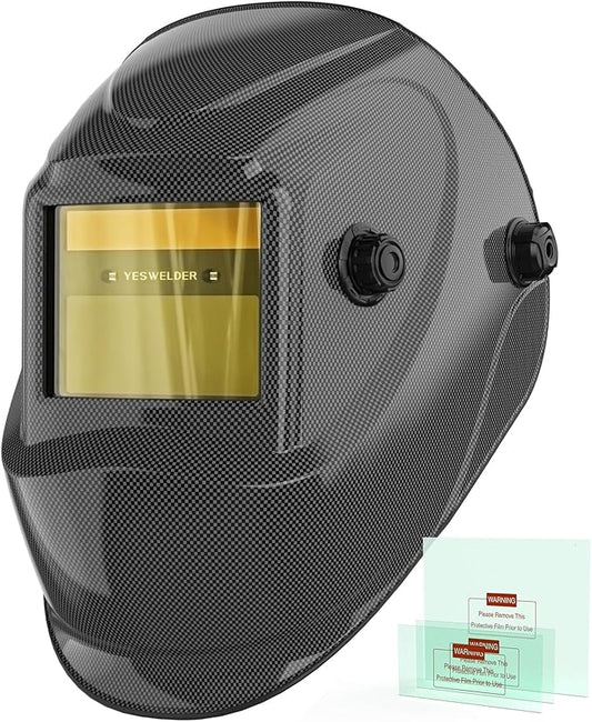 YESWELDER Auto Darkening Welding Helmet, Blue Light Blocking, 1/1/1/1 True Color Solar Powered Welding Hood with 2 Arc Sensors, Wide Shade 3.5/9-13 Welder Mask for TIG MIG ARC and Grind