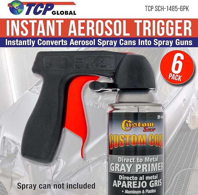 Instant Aerosol Trigger Handle (Pack of 2), Instantly Converts Spray Cans into Spray Guns - Full Hand Grip, Reusable, Easy to Clip-On & Off - Universal Fit, Use on Spray Paint, Adhesives, Lubricants
