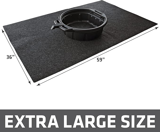 Drymate XL Oil Spill Mat (36" x 59") (12-Pack), Premium Absorbent Oil Pad, Reusable, Washable, Durable, Waterproof Backing Contains Liquids, Protects Garage Floor Surface (USA Made)