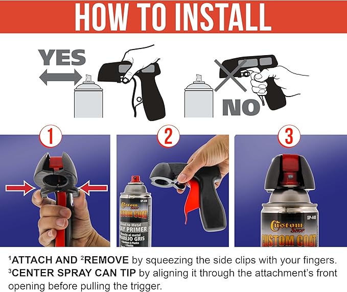 Instant Aerosol Trigger Handle (Pack of 6), Instantly Converts Spray Cans into Spray Guns - Full Hand Grip, Reusable, Easy to Clip-On & Off - Universal Fit, Use on Spray Paint, Adhesives, Lubricants