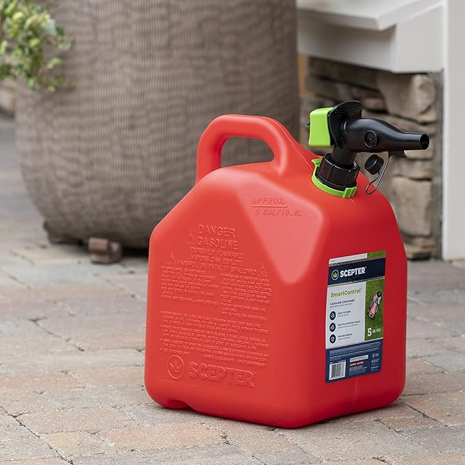 Scepter FR1G152 Fuel Container with Spill Proof Smart Control Spout with Bonus Spout Extender, Red Gas Can, 1 Gallon (Pack of 4)