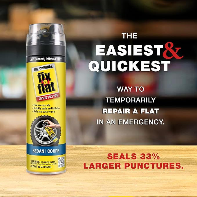 Fix-A-Flat S60420-6PK Aerosol Emergency Flat Tire Repair and Inflator, for Standard Tires, Eco-Friendly Formula, Universal Fit for All Cars, 16 oz. (Pack of 6)