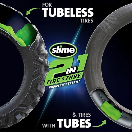 Slime 10193 Tire and Tube Sealant Puncture Repair Sealant, 2-in-1, Premium, Prevent and Repair, Suitable for Non-Highway Tires and Tubes, Non-Toxic, Eco-Friendly, 16oz Bottle
