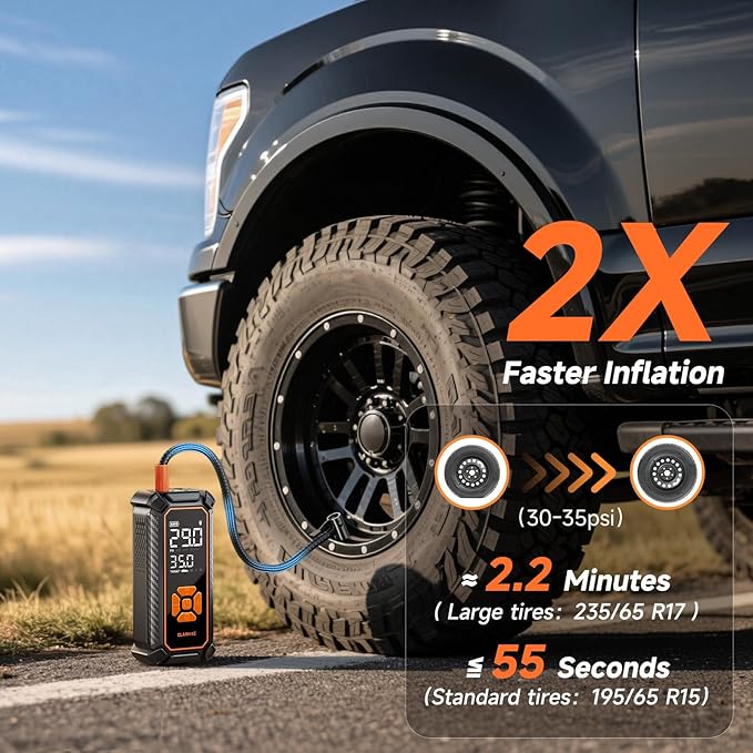 OlarHike Tire Inflator Portable Air Compressor, Dual Power - 6000mAh & 12V DC, Cordless Air Pump for Car Tires, Bikes, Motorcycle, Balls with LED & Digital Pressure Gauge, Auto Shut-off