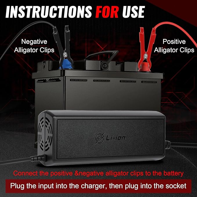 20A 12V LiFePO4 Battery Charger, 14.6V Lithium Battery Charger with M8 Terminals & Alligator Clips, Fast Charging, Over-Current and Over-Voltage Protection for 12V Lithium Iron Phosphate Batteries