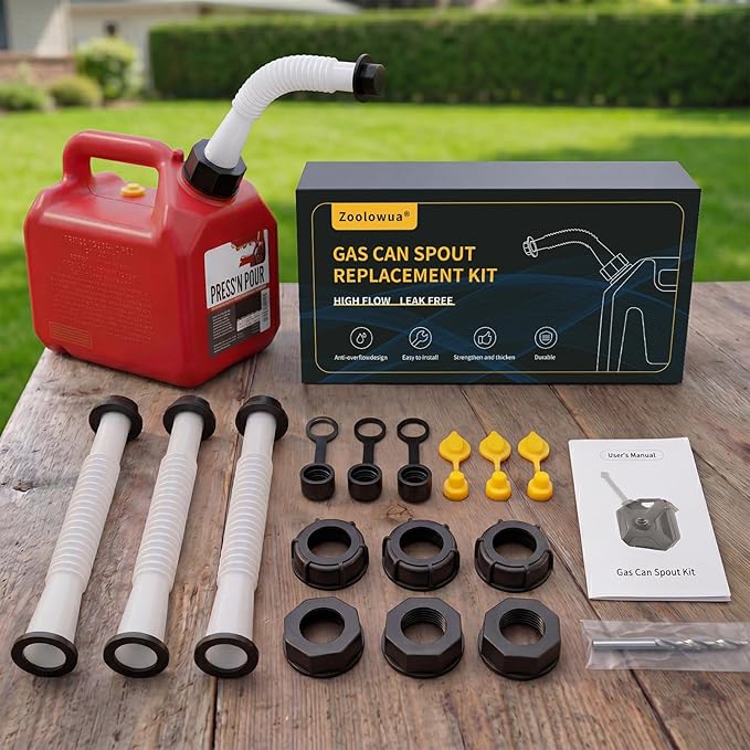 Gas Can Spout Replacement Kit, Gas Can Nozzle Replacement (3 Kit-White) All gaskets are installed and ready to use upon receipt. For 1/2/5/10 gallon gas can. Easy and convenient to use