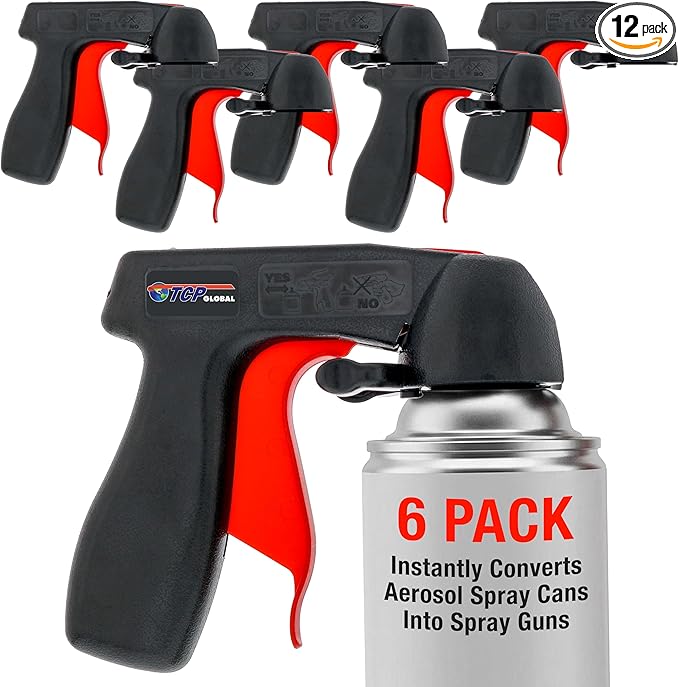 Instant Aerosol Trigger Handle (Pack of 12), Instantly Converts Spray Cans into Spray Guns - Full Hand Grip, Reusable, Easy to Clip-On & Off - Universal Fit, Use on Spray Paint, Adhesives, Lubricants