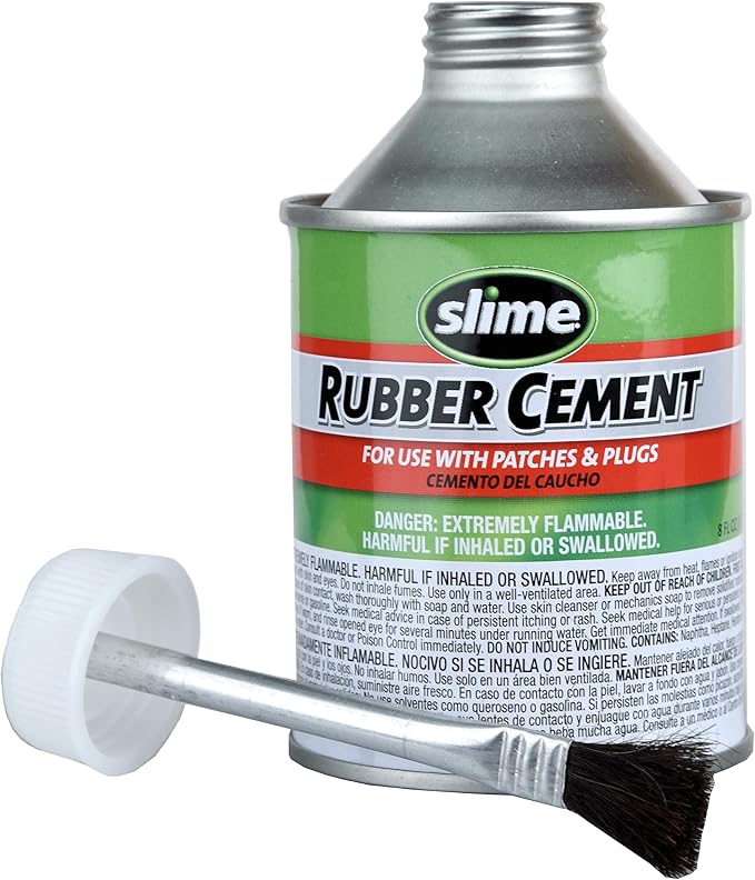 Slime 1050 Rubber Cement, Tire Repair, use with Slime Plugs or Patches, 8 oz. can
