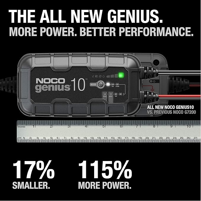 NOCO GENIUS10: 10A 6V/12V Smart Battery Charger – Automatic Maintainer,Trickle Charger&Desulfator with Overcharge Protection&Temperature Compensation – for Lead-Acid-&Lithium Batteries,(Pack of 4)