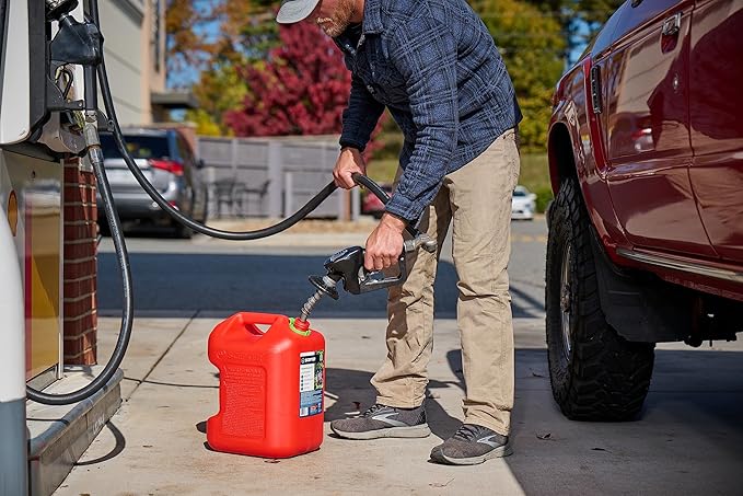 Scepter FSCG552 Fuel Container with Spill Proof Spout with Bonus Spout Extender, Rear Handle Red Gas Can, 5 Gallon (Pack of 4)
