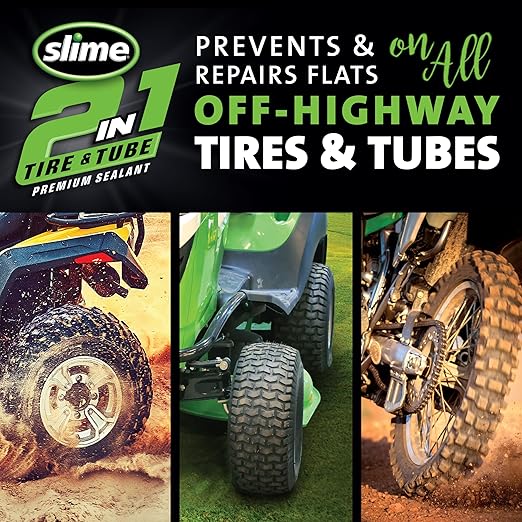 Slime 10193 Tire and Tube Sealant Puncture Repair Sealant, 2-in-1, Premium, Prevent and Repair, Suitable for Non-Highway Tires and Tubes, Non-Toxic, Eco-Friendly, 16oz Bottle