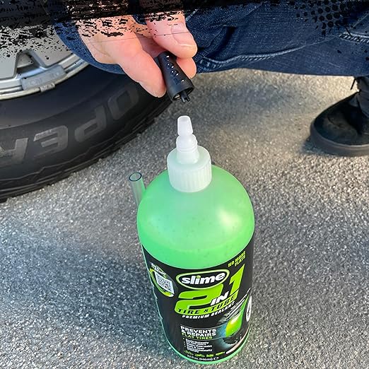 Slime 10194 2-in-1 Tire & Tube Sealant Puncture Repair Sealant, Premium, Prevent and Repair, Suitable for All Off-Highway Tires and Tubes, Non-Toxic, Eco-Friendly, 32 oz Bottle